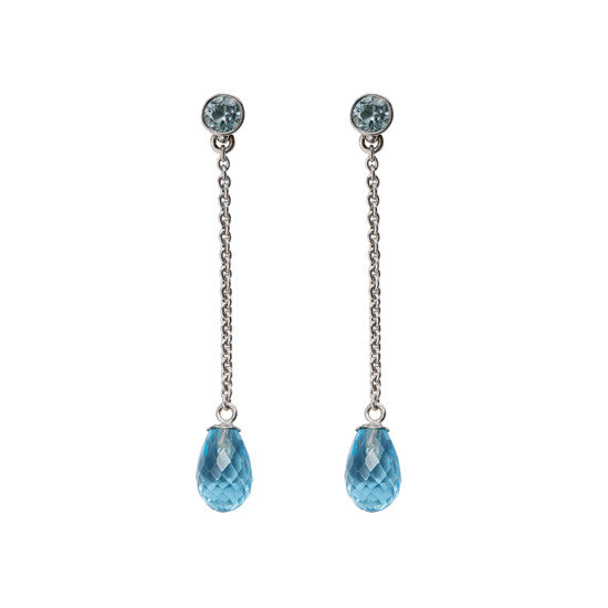 Silver Aquamarine Blue Topaz Briolette Earrings - Mander Jewelry