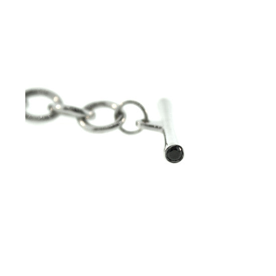 Silver Cable Chain Bracelet Black Diamonds - Mander Jewelry