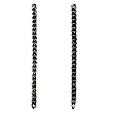 Blackened Silver 5mm Curb Chain Earrings - Mander Jewelry