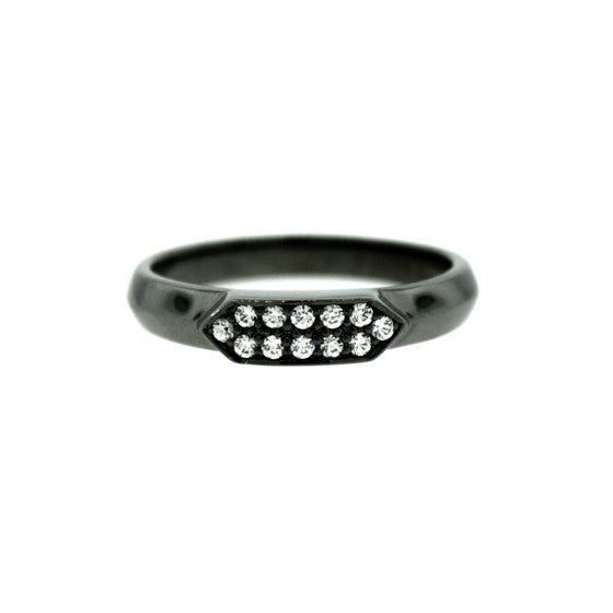Blackened 18k White Gold Lafayette Ring Diamonds - Mander Jewelry
