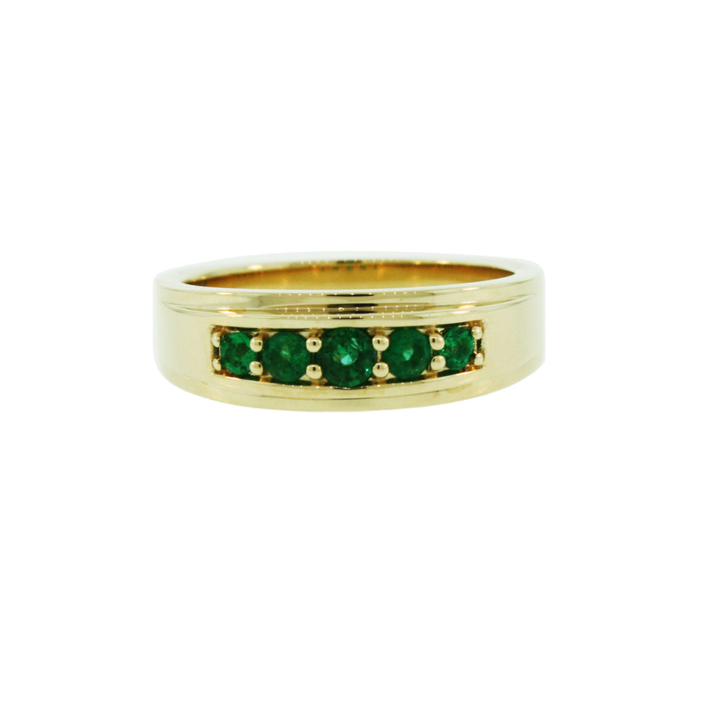 18k Yellow Gold Emerald Ring Graduado - Mander Jewelry