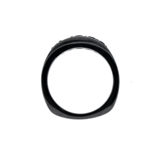 Blackened Silver Graduado Ring Blue Sapphires - Mander Jewelry