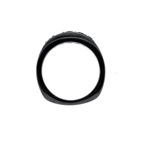 Blackened 18k Gold Emerald and Black Diamond Ring Graduado - Mander Jewelry