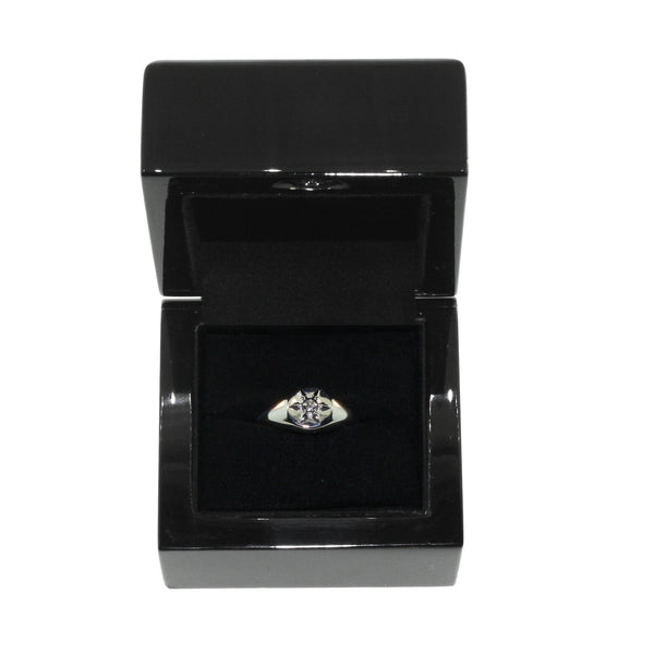 14k White Gold Ninja Star Diamond Signet Ring for Women - Mander Jewelry