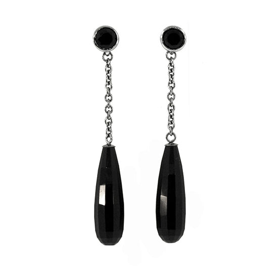 Blackened Silver Onyx Briolette Earrings - Mander Jewelry