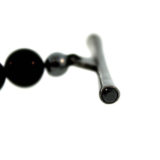 Black Onyx Hematite 8mm Spirit Bead Necklace Silver Black Diamonds - Mander Jewelry