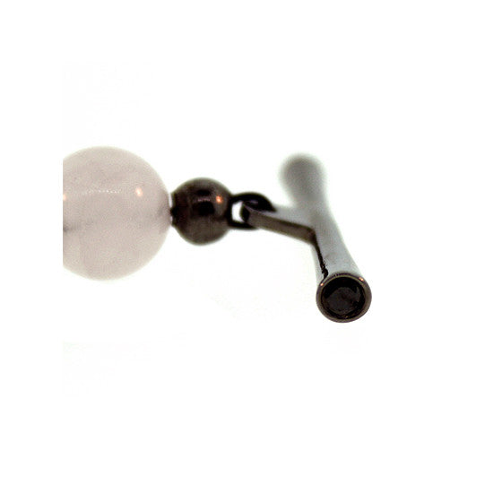 Black Onyx Rose Quartz Spirit Bead Bracelet Silver Black Diamonds - Mander Jewelry