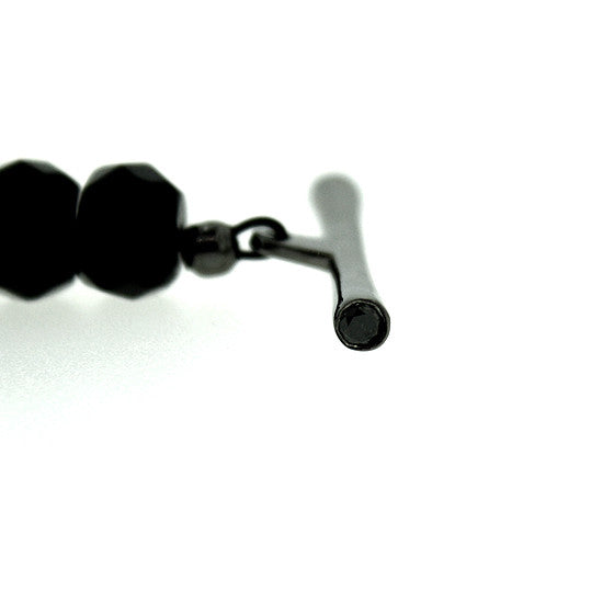 Black Onyx Ruby 10mm Spirit Bead Bracelet Silver Black Diamonds - Mander Jewelry
