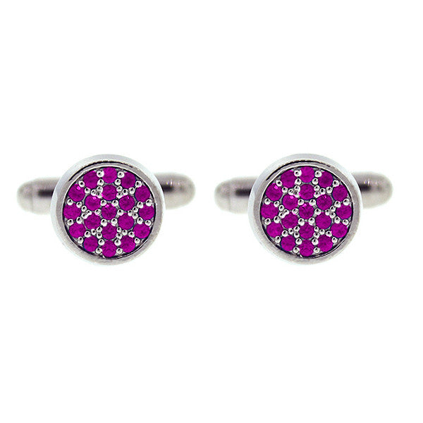 18k White Gold Pink Sapphire Cufflinks Redondo - Mander Jewelry