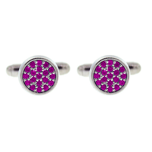 Silver Redondo Cufflinks Pink Sapphire - Mander Jewelry