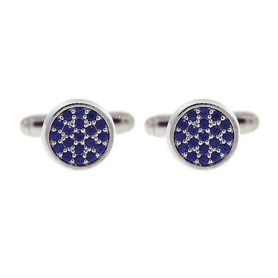 18k White Gold Blue Sapphire Cufflinks Redondo - Mander Jewelry