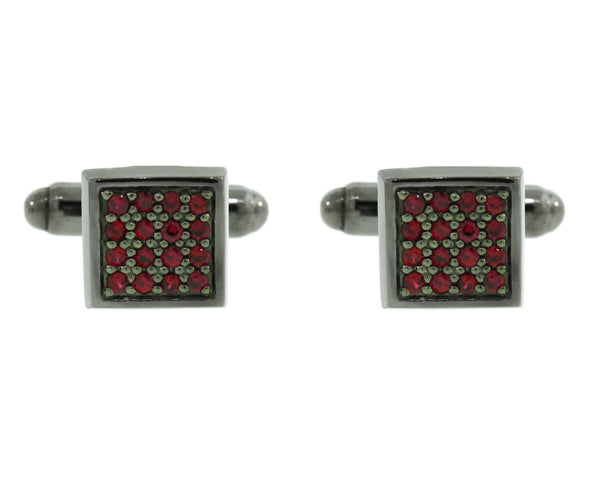 Blackened Silver Ruby Cufflinks Cuadrado - Mander Jewelry