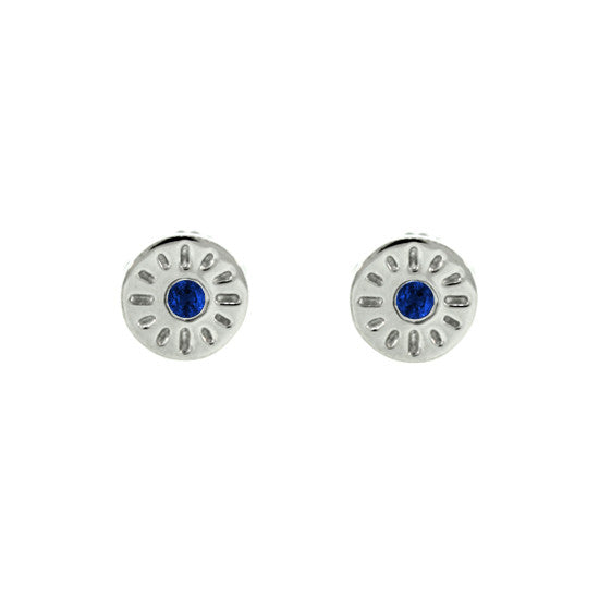 18k White Gold Blue Sapphire Earrings Timeless - Mander Jewelry