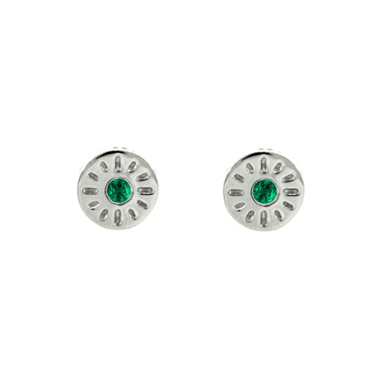 18k White Gold Emerald Earrings Timeless - Mander Jewelry
