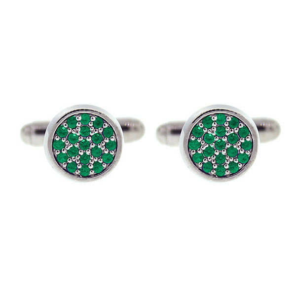 Silver Redondo Cufflinks Emerald - Mander Jewelry