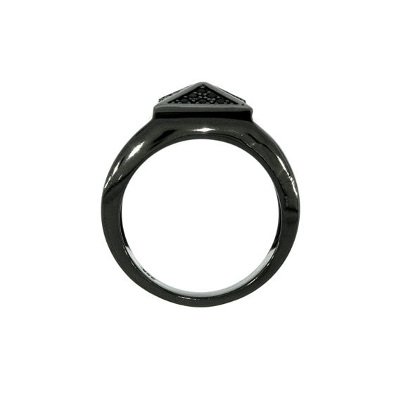 Blackened 18k Gold Black Diamond Ring St Marks for Men - Mander Jewelry