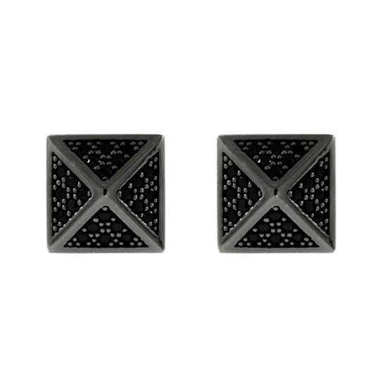 Blackened 18k Gold St Marks Earrings Black Diamonds - Mander Jewelry