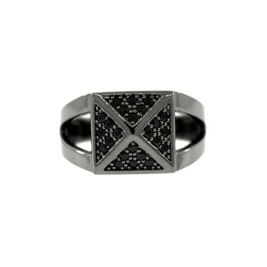 Blackened 18k Gold Black Diamond Ring St Marks - Mander Jewelry