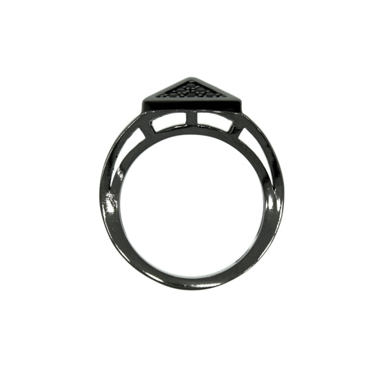 Blackened 18k Gold Black Diamond Ring St Marks - Mander Jewelry