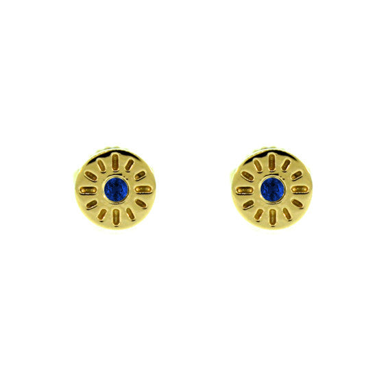 18k Yellow Gold Blue Sapphire Earrings Timeless - Mander Jewelry