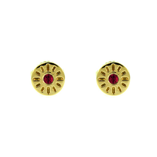 18k Yellow Gold Ruby Earrings Timeless - Mander Jewelry