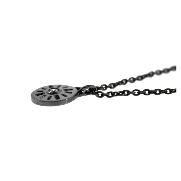Blackened Silver Diamond Pendant Necklace Timeless - Mander Jewelry