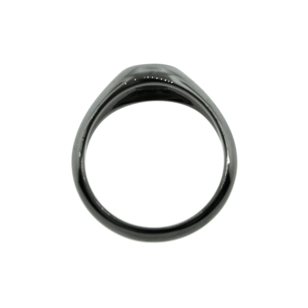 Blackened 14k White Gold Diamond Timeless Signet Ring - Mander Jewelry