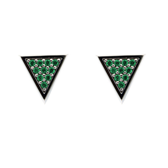 Silver Tres Puntos Earrings Emeralds - Mander Jewelry