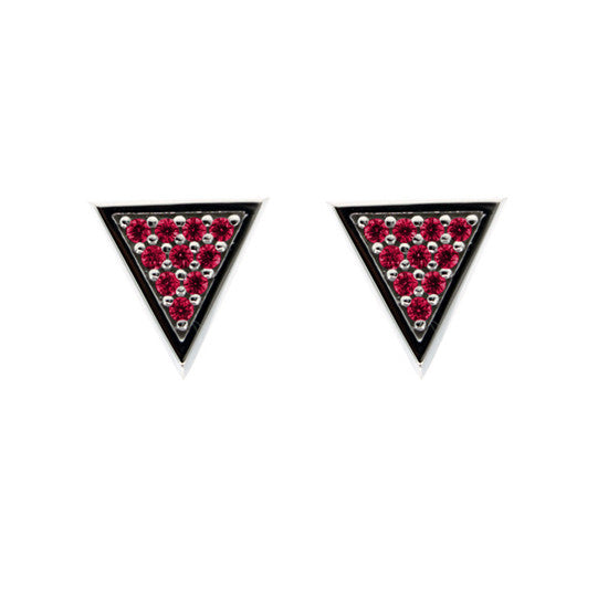 Silver Tres Puntos Earrings Ruby - Mander Jewelry