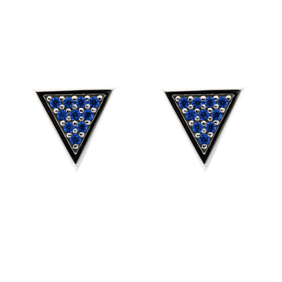 Silver Tres Puntos Earrings Blue Sapphires - Mander Jewelry