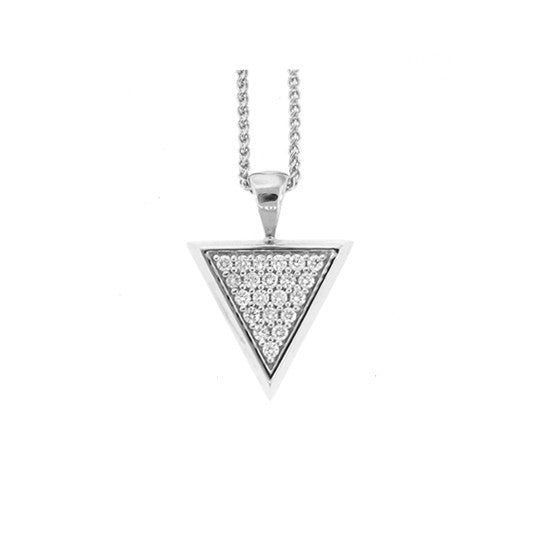 18k White Gold Diamond Pendant Large Tres Puntos - Mander Jewelry
