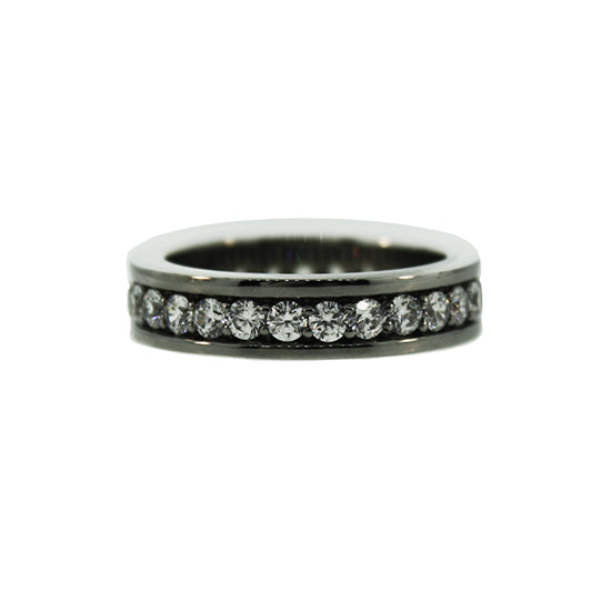 Blackened Silver White Sapphire Ring Merrick - Mander Jewelry