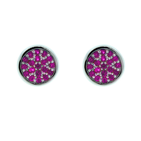 18k White Gold Pink Sapphire Earrings Redondo - Mander Jewelry